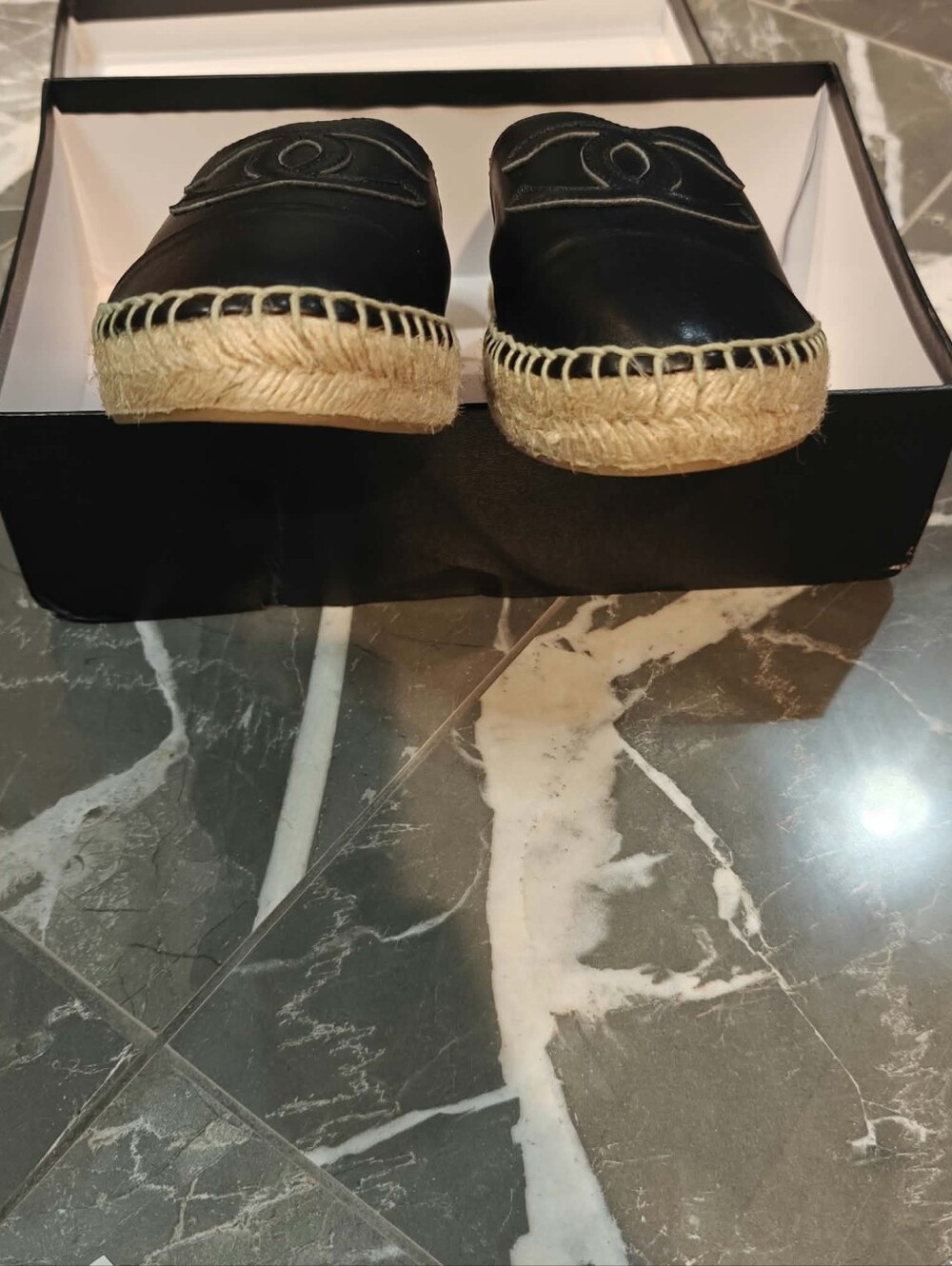 Lamb Flesh Espadrilles Leather Black 38 Runs Size Small Butter Soft